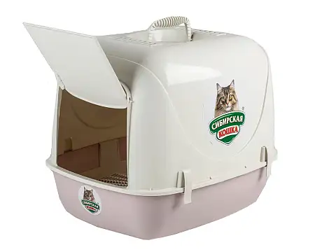 Купить Сибирская кошка туалет для кошек "Альбус" закрытый с сеткой пудровый