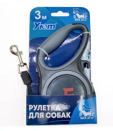 Купить Уют рулетка для собак, ремень, серая
