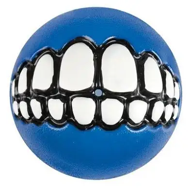 Rogz игрушка для собак мяч с принтом зубы и отверстием для лакомств GRINZ, синий