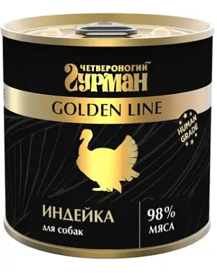 Четвероногий гурман Golden line консервы для взрослых собак Индейка в желе
